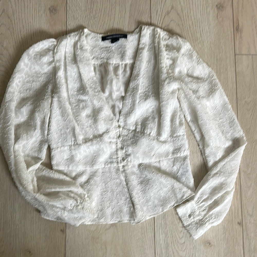 French Connection White Fitted Buttoned Blouse